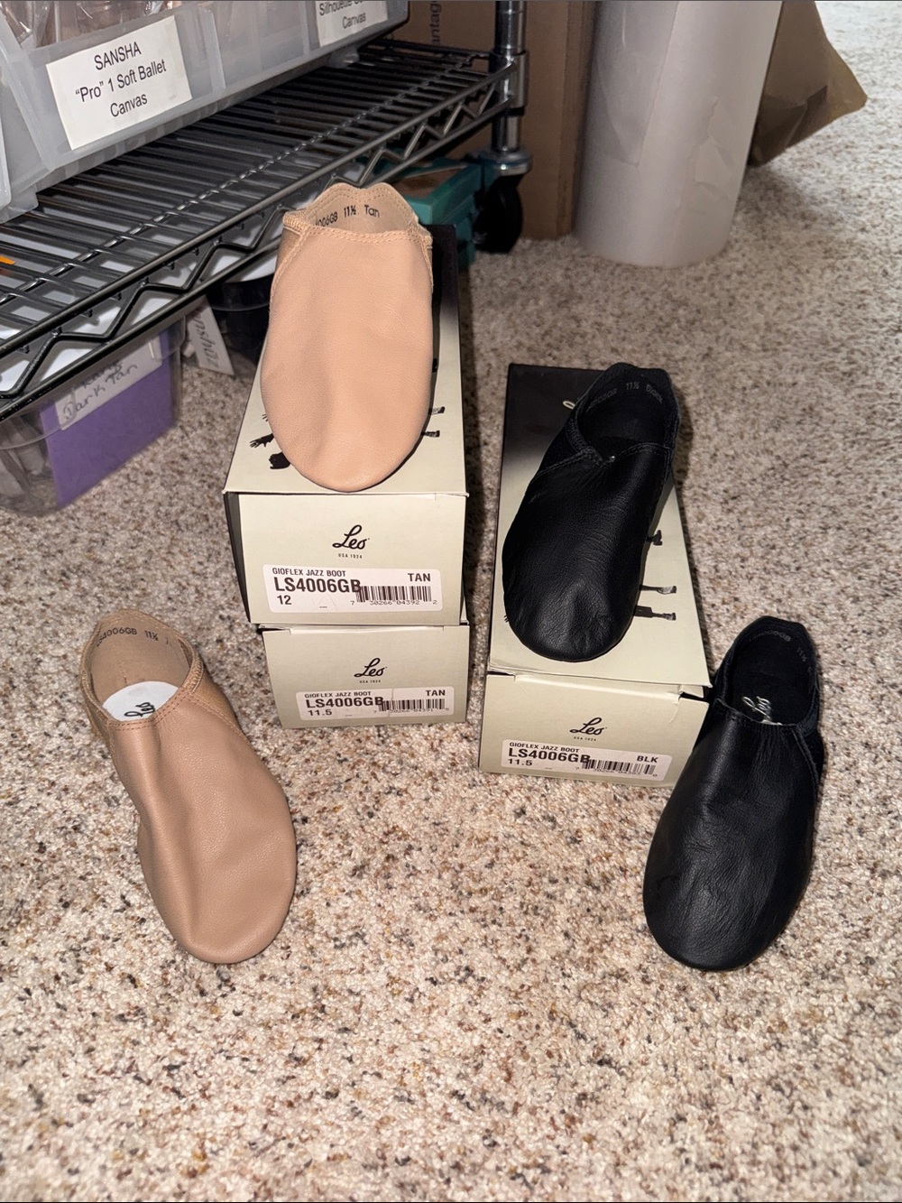Black and Tan Leather Jazz Shoes - (NEW) by Leo: Child sizes